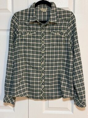 Royal Robbins Plaid Roll Tab Long Sleeve Button Down Hiking Shirt Blue/Yellow L